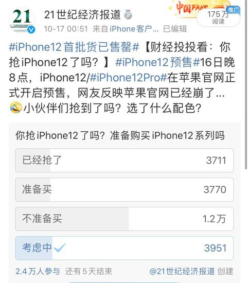约6成网友不愿为iPhone12买单，苹果官网却被抢崩了？